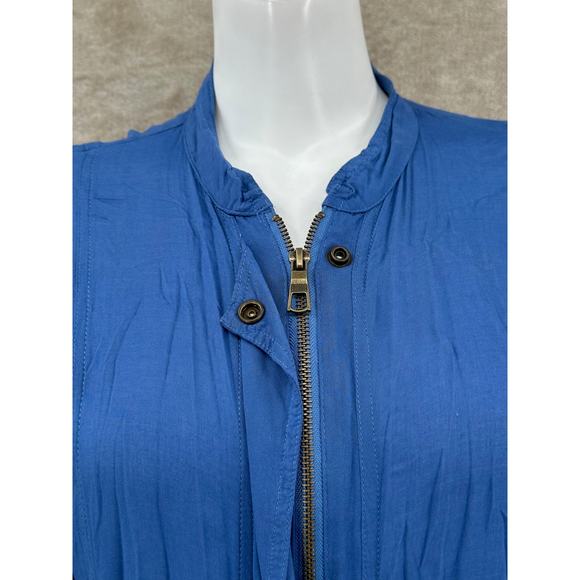 XCVI Mind Set Jacket Womens Large Petite Blue Full Zip Lightweight Sheer Utility - Picture 2 of 9